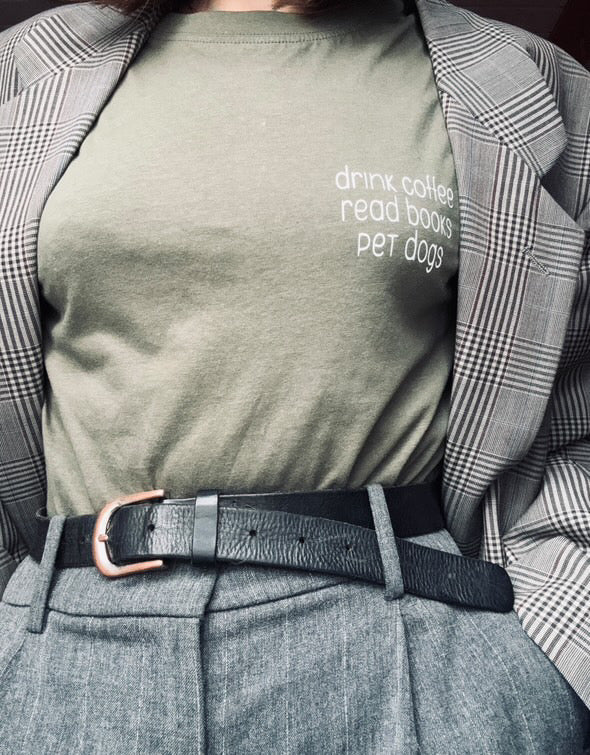 drink coffee. read books. pet dogs. | cats.